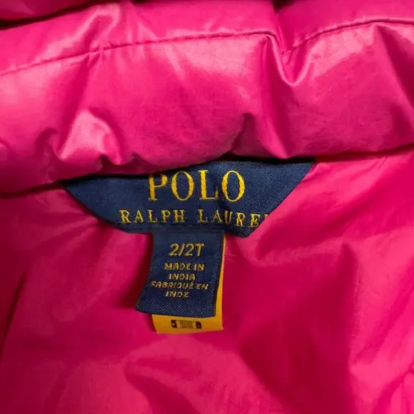 Polo Ralph Lauren Toddler Girl's 2/2T Water-Repellent 650 Fill‎ Down Jacket Pink - Picture 11 of 13